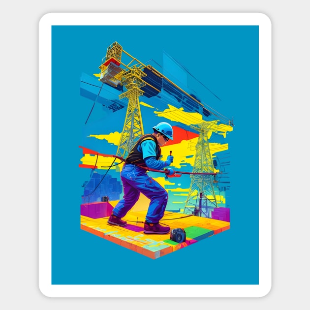 Colorful Lineman Design Magnet by emeka